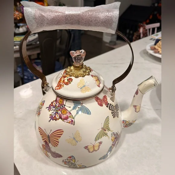 MacKenzie-Childs Butterfly Garden 3 quart Tea Kettle (Never used!) - Picture 2 of 16